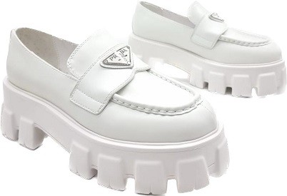 Prada Brushed Leather Monolith loafers White Лоферы