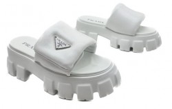 Prada Soft Padded Nappa Leather Sandals White