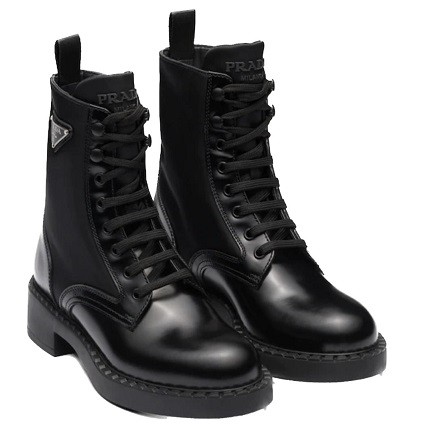 Prada Brushed Leather and Re Nylon Boots Ботинки