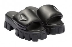 Prada Soft Padded Nappa Leather Sandals Black