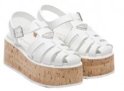 Prada Rubber Wedge Platform Sandals White